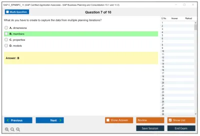 SAP C_EPMBPC_11 SAP Certified Application Associate - SAP Business Planning and Consolidation 10.1 and 11.0 Practice test exam simulator test engine exam Prep practice test questions answers Image 7