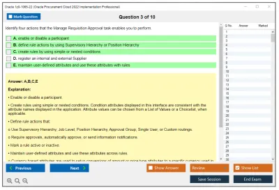 Oracle 1z0-1065-22 Oracle Procurement Cloud 2022 Implementation Professional Practice test exam simulator test engine exam Prep practice test questions answers Image 3