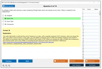 IBM C2010-555 IBM Maximo Asset Management v7.6 Functional Analyst Practice test exam simulator test engine exam Prep practice test questions answers Image 8