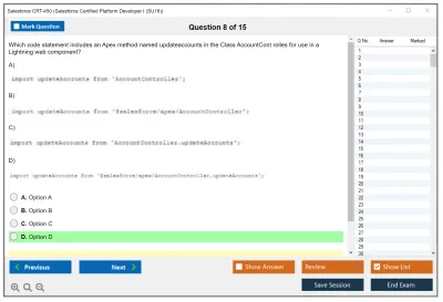 Salesforce CRT-450 Salesforce Certified Platform Developer I Practice test exam simulator test engine exam Prep practice test questions answers Image 8