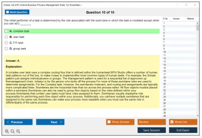 Oracle 1z0-435 Oracle Business Process Management Suite 12c Essentials Practice test exam simulator test engine exam Prep practice test questions answers Image 10