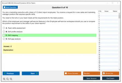 Microsoft MB6-898 Microsoft Dynamics 365 for Talent Practice test exam simulator test engine exam Prep practice test questions answers Image 8