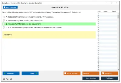 SpringSource CoreSpringV3.2 Core-Spring (based on Spring 3.2) Practice test exam simulator test engine exam Prep practice test questions answers Image 10
