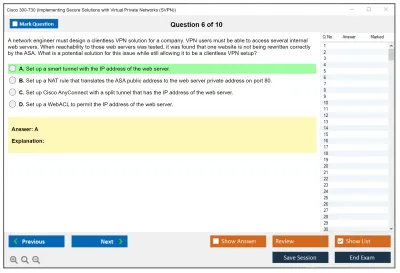 Cisco 300-730 Implementing Secure Solutions with Virtual Private Networks (SVPN) Practice test exam simulator test engine exam Prep practice test questions answers Image 6