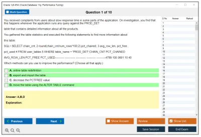 Oracle 1z0-054 Oracle Database 11g: Performance Tuning Practice test exam simulator test engine exam Prep practice test questions answers Image 1