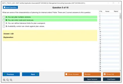SAP C_TS4CO_2021 SAP Certified Associate - SAP S/4HANA 2021 for Management Accounting Practice test exam simulator test engine exam Prep practice test questions answers Image 5