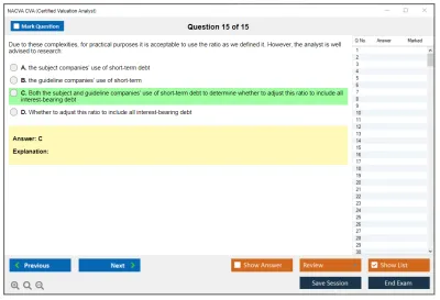 NACVA CVA Certified Valuation Analyst Practice test exam simulator test engine exam Prep practice test questions answers Image 15