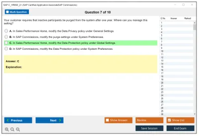 SAP C_HR890_21 SAP Certified Application AssociateSAP Commissions Practice test exam simulator test engine exam Prep practice test questions answers Image 7