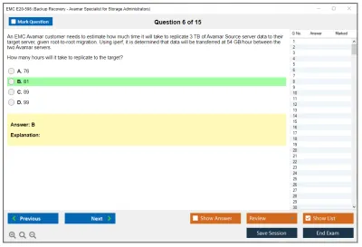 EMC E20-598 Backup Recovery - Avamar Specialist Exam for Storage Administrators Practice test exam simulator test engine exam Prep practice test questions answers Image 6