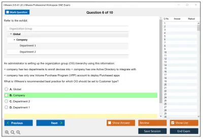 VMware 2V0-61.20 VMware Professional Workspace ONE Exam Practice test exam simulator test engine exam Prep practice test questions answers Image 6