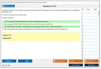 Salesforce Field-Service-Consultant Salesforce Certified Field Service Consultant Practice test exam simulator test engine exam Prep practice test questions answers Image 4