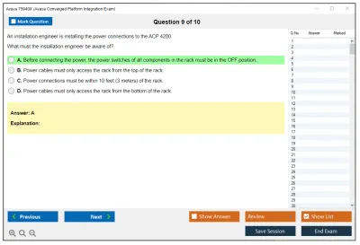 Avaya 75940X Avaya Converged Platform Integration Exam Practice test exam simulator test engine exam Prep practice test questions answers Image 9