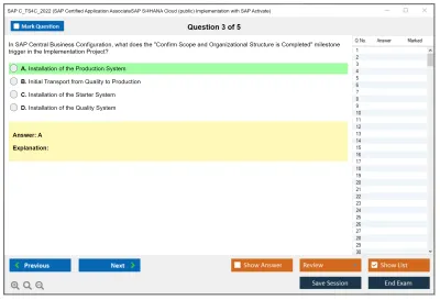 SAP C_TS4C_2022 SAP Certified Application AssociateSAP S/4HANA Cloud (public) Implementation with SAP Activate Practice test exam simulator test engine exam Prep practice test questions answers Image 3