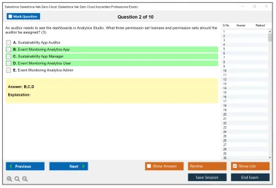 Salesforce Salesforce-Net-Zero-Cloud Salesforce Net Zero Cloud Accredited Professional Exam Practice test exam simulator test engine exam Prep practice test questions answers Image 2