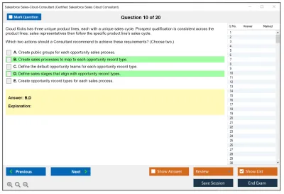 Salesforce Sales-Cloud-Consultant Salesforce Certified Sales Cloud Consultant Practice test exam simulator test engine exam Prep practice test questions answers Image 10
