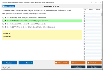 Salesforce Sharing-and-Visibility-Architect Salesforce Certified Sharing and Visibility Architect Practice test exam simulator test engine exam Prep practice test questions answers Image 10