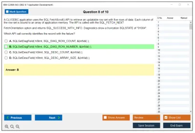 IBM C2090-543 DB2 9.7 Application Development Practice test exam simulator test engine exam Prep practice test questions answers Image 8