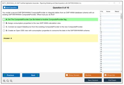 SAP C_BW4HANA_20 SAP Certified Application Associate - Reporting Modeling and Data Acquisition with SAP BW/4HANA 2.x Practice test exam simulator test engine exam Prep practice test questions answers Image 8