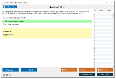 Isaca COBIT-2019 COBIT 2019 Foundation Practice test exam simulator test engine exam Prep practice test questions answers Image 7