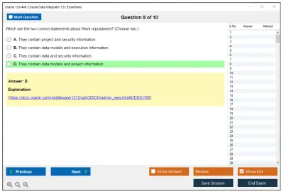 Oracle 1z0-448 Oracle Data Integrator 12cEssentials Practice test exam simulator test engine exam Prep practice test questions answers Image 8