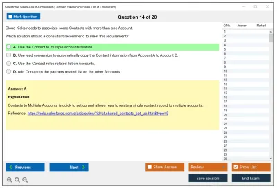 Salesforce Sales-Cloud-Consultant Salesforce Certified Sales Cloud Consultant Practice test exam simulator test engine exam Prep practice test questions answers Image 14
