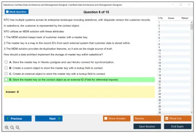 Salesforce Certified-Data-Architecture-and-Management-Designer Certified Data Architecture and Management Designer Practice test exam simulator test engine exam Prep practice test questions answers Image 8