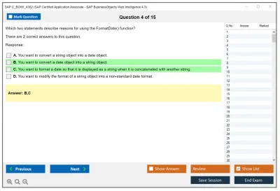 SAP C_BOWI_4302 SAP Certified Application Associate - SAP BusinessObjects Web Intelligence 4.3 Practice test exam simulator test engine exam Prep practice test questions answers Image 4