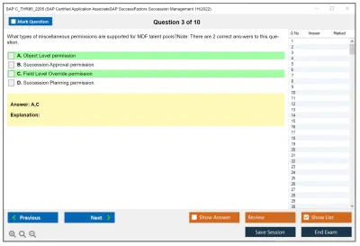 SAP C_THR85_2205 SAP Certified Application AssociateSAP SuccessFactors Succession Management 1H/2022 Practice test exam simulator test engine exam Prep practice test questions answers Image 3