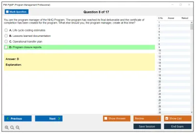 PMI PgMP Program Management Professional (PgMP) Practice test exam simulator test engine exam Prep practice test questions answers Image 8