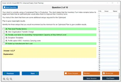 Oracle 1z0-244 Oracle EBS R12: Advanced Supply Chain Planning Practice test exam simulator test engine exam Prep practice test questions answers Image 2