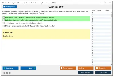 Salesforce Marketing-Cloud-Developer Salesforce Certified Marketing Cloud Developer Practice test exam simulator test engine exam Prep practice test questions answers Image 2