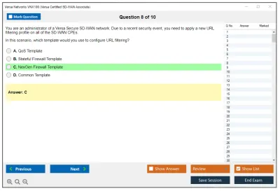 Versa Networks VNX100 Versa Certified SD-WAN Associate Practice test exam simulator test engine exam Prep practice test questions answers Image 8