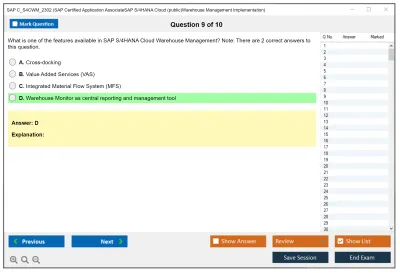 SAP C_S4CWM_2302 SAP Certified Application AssociateSAP S/4HANA Cloud (public)Warehouse Management Implementation Practice test exam simulator test engine exam Prep practice test questions answers Image 9