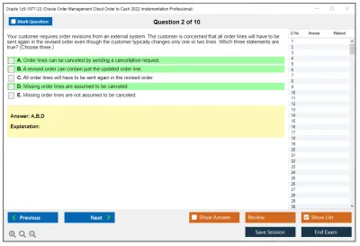 Oracle 1z0-1077-22 Oracle Order Management Cloud Order to Cash 2022 Implementation Professional Practice test exam simulator test engine exam Prep practice test questions answers Image 2