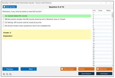 ServiceNow CIS-SIR Certified Implementation Specialist - Security Incident Response Exam Practice test exam simulator test engine exam Prep practice test questions answers Image 8