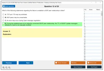 Huawei H12-224 HCNP-R&amp;S Fast Track (Huawei Certified Network Professional - Routing &amp; Switching Fast Track) Practice test exam simulator test engine exam Prep practice test questions answers Image 12