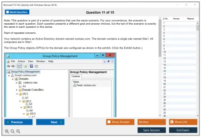 Microsoft 70-742 Identity with Windows Server 2016 Practice test exam simulator test engine exam Prep practice test questions answers Image 11
