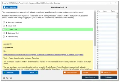 Oracle 1z0-1057-20 Oracle Project Portfolio Management Cloud 2020 Implementation Essentials Practice test exam simulator test engine exam Prep practice test questions answers Image 9