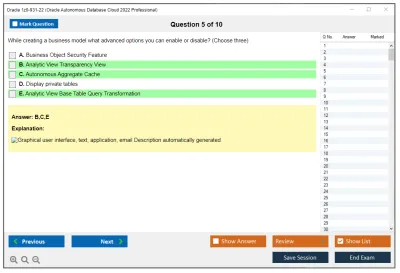 Oracle 1z0-931-22 Oracle Autonomous Database Cloud 2022 Professional Practice test exam simulator test engine exam Prep practice test questions answers Image 5