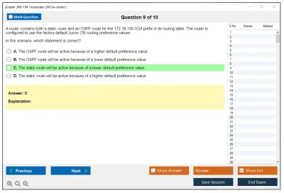 Juniper JN0-104 Junos - Associate (JNCIA-Junos) Practice test exam simulator test engine exam Prep practice test questions answers Image 9