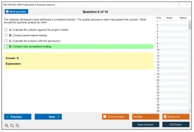PMI PMI-PBA PMI Professional in Business Analysis (PMI-PBA) Practice test exam simulator test engine exam Prep practice test questions answers Image 6