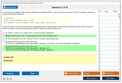 Qlik QSDA2022 Qlik Sense Data Architect Certification Exam 2022 Practice test exam simulator test engine exam Prep practice test questions answers Image 3