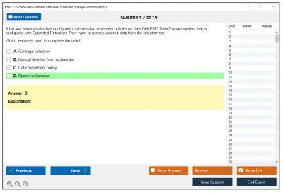 EMC E20-585 Data Domain Specialist Exam for Storage Administrators Practice test exam simulator test engine exam Prep practice test questions answers Image 3