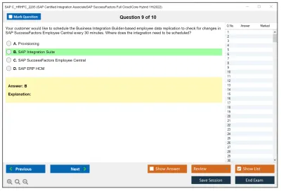 SAP C_HRHFC_2205 SAP Certified Integration AssociateSAP SuccessFactors Full Cloud/Core Hybrid 1H/2022 Practice test exam simulator test engine exam Prep practice test questions answers Image 9