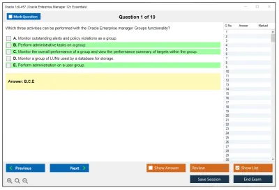 Oracle 1z0-457 Oracle Enterprise Manager 12c Essentials Practice test exam simulator test engine exam Prep practice test questions answers Image 1