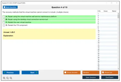 Huawei H13-523 HCNP-Cloud-FCDS Practice test exam simulator test engine exam Prep practice test questions answers Image 4