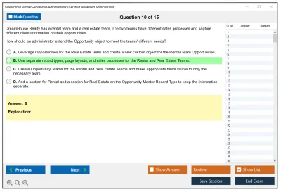 Salesforce Certified-Advanced-Administrator Salesforce Certified Advanced Administrator Practice test exam simulator test engine exam Prep practice test questions answers Image 10