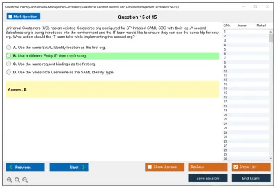 Salesforce Identity-and-Access-Management-Architect Salesforce Certified Identity and Access Management Architect Practice test exam simulator test engine exam Prep practice test questions answers Image 15