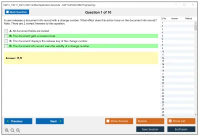 SAP C_TS411_2021 SAP Certified Application Associate - SAP S/4HANA R&D Engineering Practice test exam simulator test engine exam Prep practice test questions answers Image 1