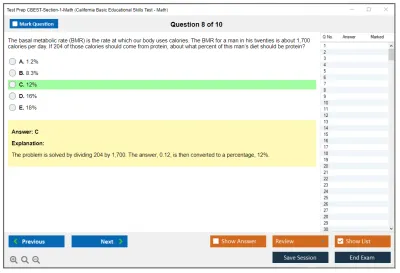Test Prep CBEST-Section-1-Math California Basic Educational Skills Test - Math Practice test exam simulator test engine exam Prep practice test questions answers Image 8
